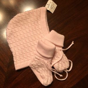 Little Me pink hat and booties